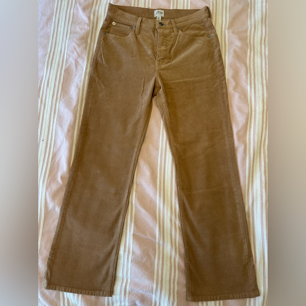 J Crew tan corduroy straight boot cut pants 27